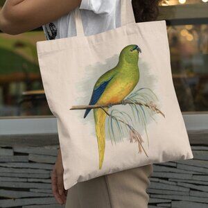Elegant Parrot Vintage Print Graphic Canvas Tote Bag
